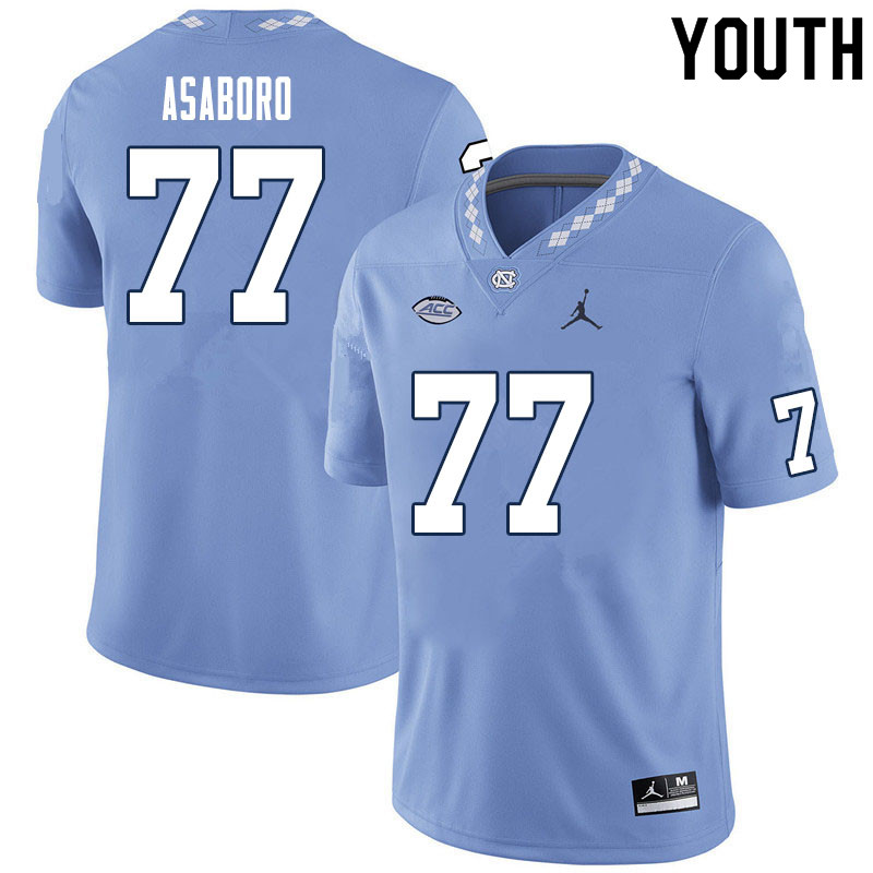 Youth #77 Wisdom Asaboro North Carolina Tar Heels College Football Jerseys Sale-Carolina Blue